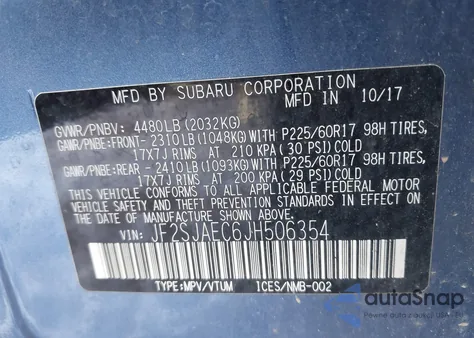2018 Subaru Forester 2.5I Premium from USA, damaged, VIN JF2SJAEC6JH506354